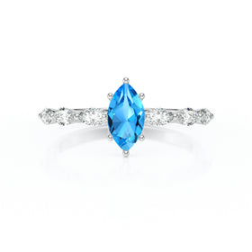Solitaire accompagné topaze diamant Solstice - 1
