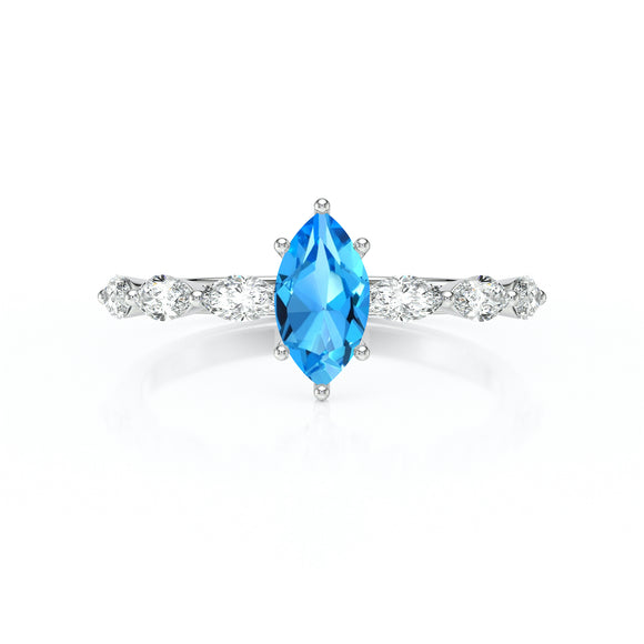 Solitaire accompagné topaze diamant Solstice - 1