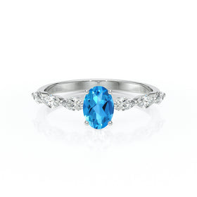 Solitaire accompagné topaze diamant Solstice - 2