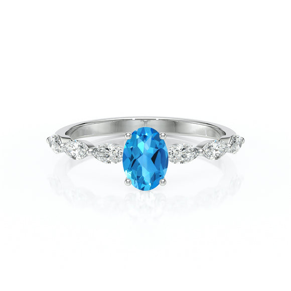 Solitaire accompagné topaze diamant Solstice - 2