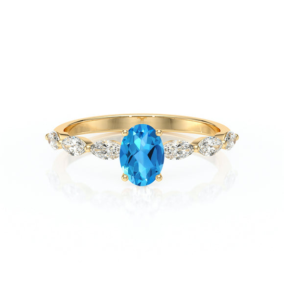 Solitaire accompagné topaze diamant Solstice - 2