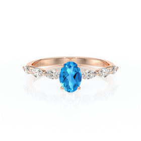 Solitaire accompagné topaze diamant Solstice - 2
