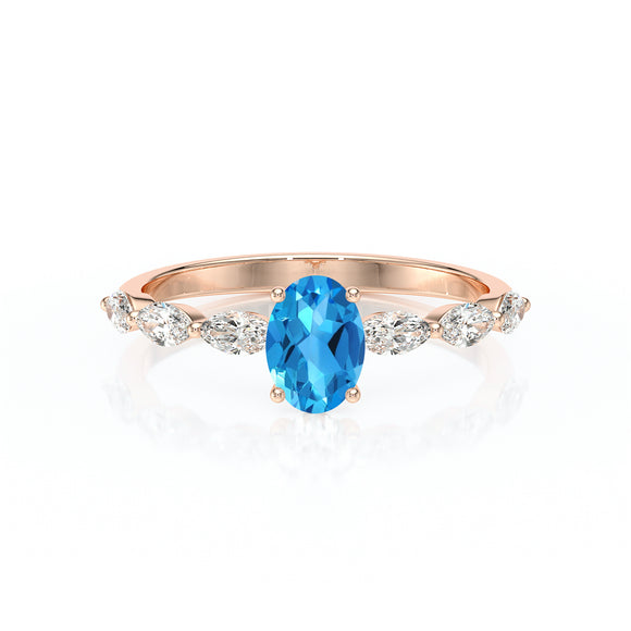 Solitaire accompagné topaze diamant Solstice - 2