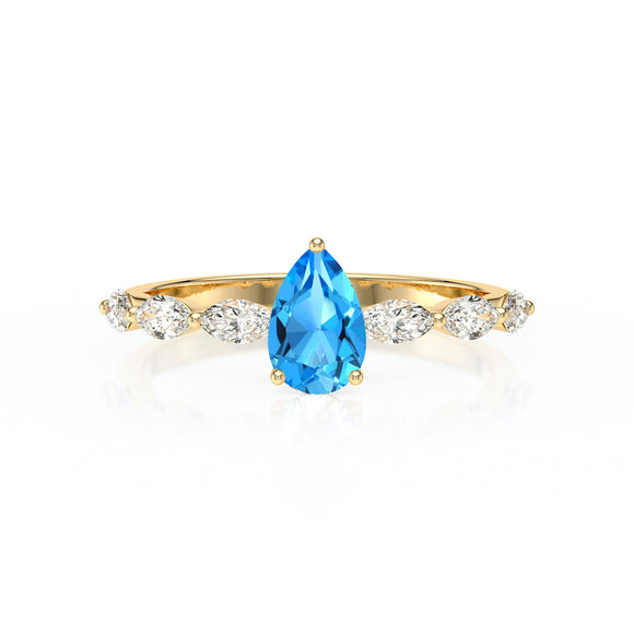 Solitaire accompagné topaze diamant Solstice - 3