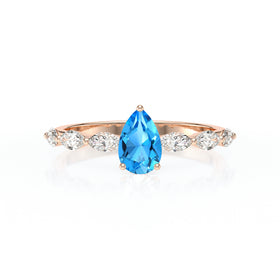 Solitaire accompagné topaze diamant Solstice - 3