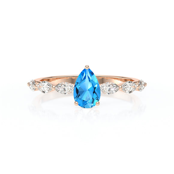 Solitaire accompagné topaze diamant Solstice - 3