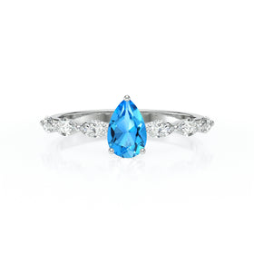 Solitaire accompagné topaze diamant Solstice - 3