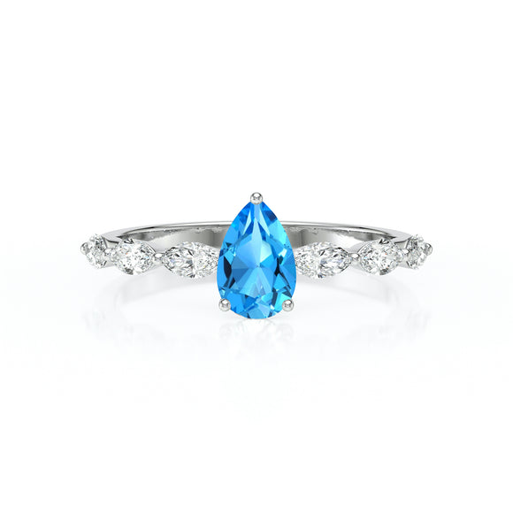 Solitaire accompagné topaze diamant Solstice - 3