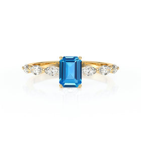 Solitaire accompagné topaze diamant Solstice - 4