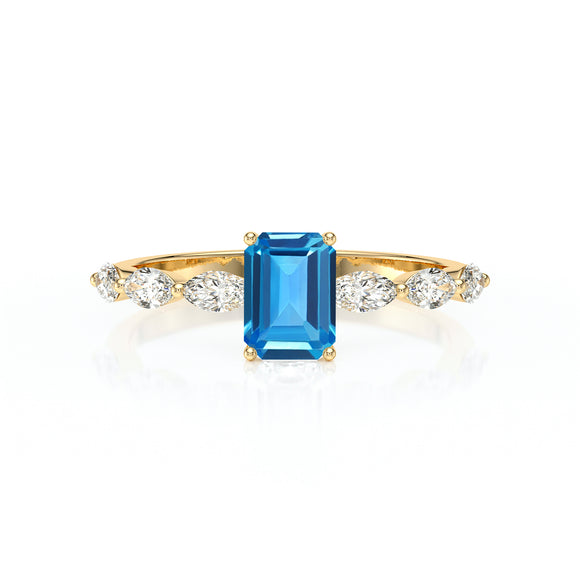 Solitaire accompagné topaze diamant Solstice - 4