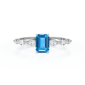 Solitaire accompagné topaze diamant Solstice - 4