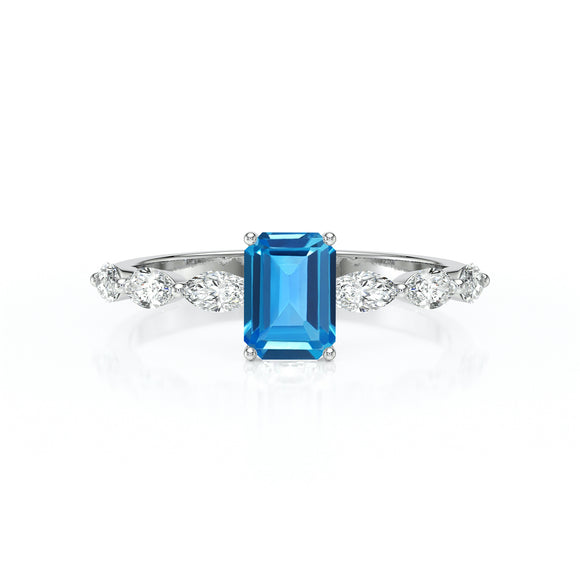 Solitaire accompagné topaze diamant Solstice - 4