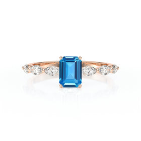 Solitaire accompagné topaze diamant Solstice - 4