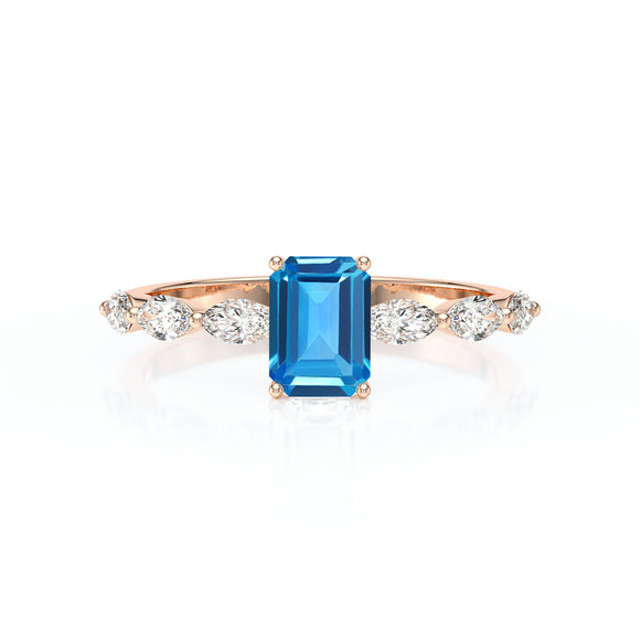 Solitaire accompagné topaze diamant Solstice - 4