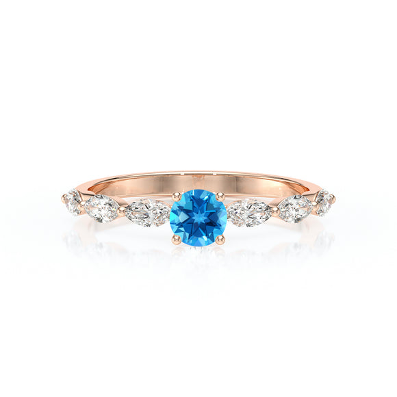 Solitaire accompagné topaze diamant Solstice - 5