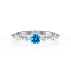 Solitaire accompagné topaze diamant Solstice - 5