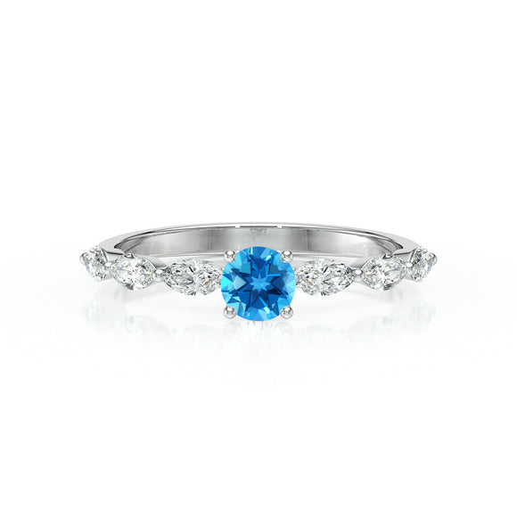Solitaire accompagné topaze diamant Solstice - 5