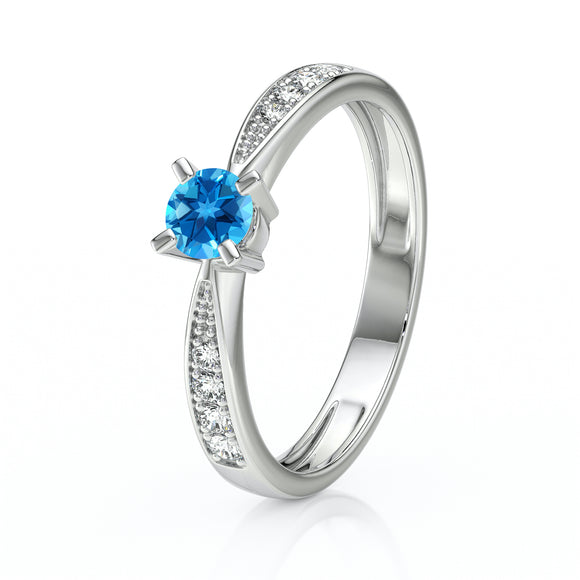 Solitaire accompagné topaze et diamant Destinée - 1