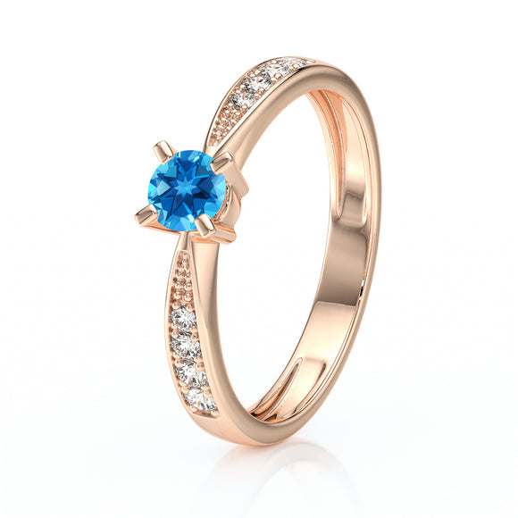 Solitaire accompagné topaze et diamant Destinée - 1