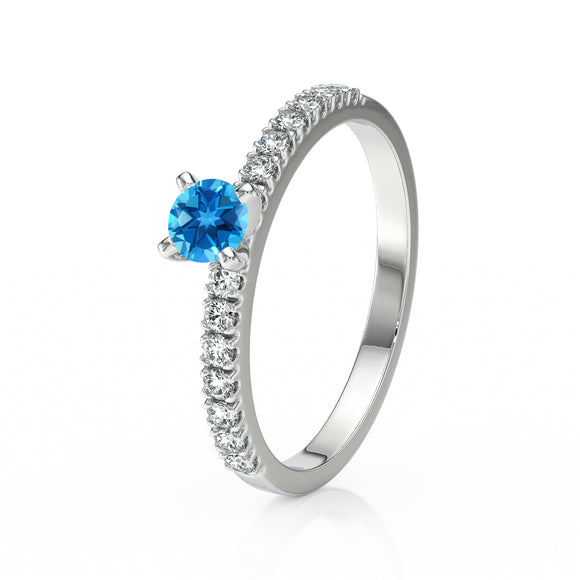 Solitaire accompagné topaze et diamant Divine Idylle - 1