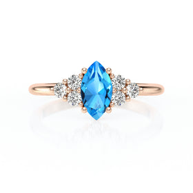 Solitaire accompagné topaze et diamant Divine Idylle - 11