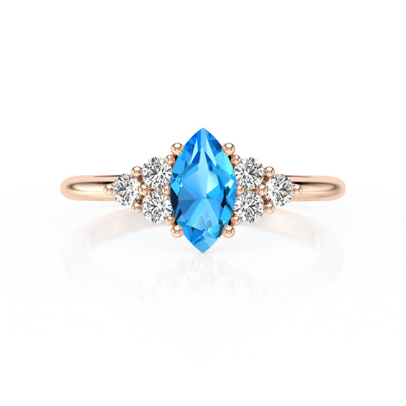 Solitaire accompagné topaze et diamant Divine Idylle - 11