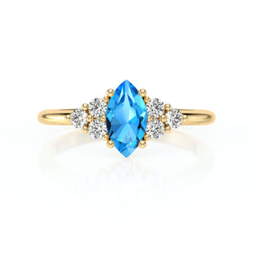 Solitaire accompagné topaze et diamant Divine Idylle - 11