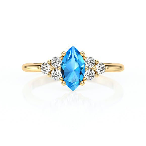 Solitaire accompagné topaze et diamant Divine Idylle - 11