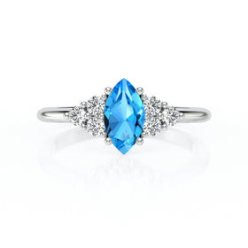Solitaire accompagné topaze et diamant Divine Idylle - 11