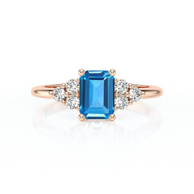 Solitaire accompagné topaze et diamant Divine Idylle - 12