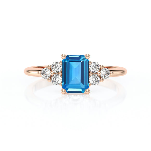 Solitaire accompagné topaze et diamant Divine Idylle - 12