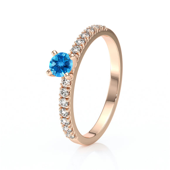 Solitaire accompagné topaze et diamant Divine Idylle - 1