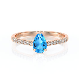 Solitaire accompagné topaze et diamant Divine Idylle - 2