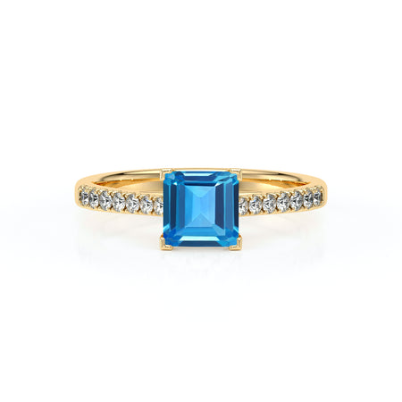 Solitaire accompagné topaze et diamant Divine Idylle - 27