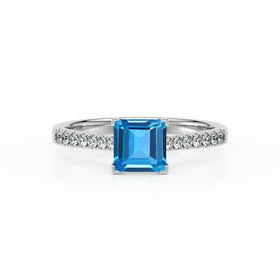 Solitaire accompagné topaze et diamant Divine Idylle - 27