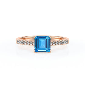 Solitaire accompagné topaze et diamant Divine Idylle - 27