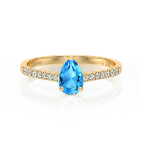 Solitaire accompagné topaze et diamant Divine Idylle - 2