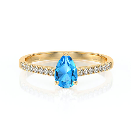 Solitaire accompagné topaze et diamant Divine Idylle - 2