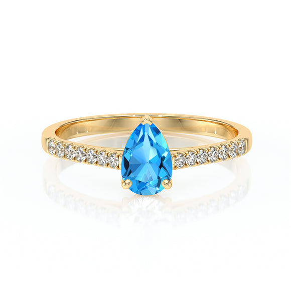 Solitaire accompagné topaze et diamant Divine Idylle - 2