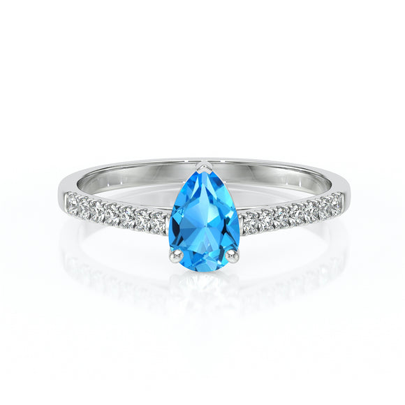 Solitaire accompagné topaze et diamant Divine Idylle - 2