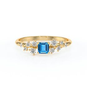 Solitaire accompagné topaze et diamant Pluie d'étoiles - 13