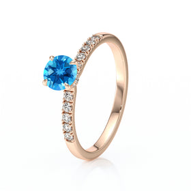 Solitaire accompagné topaze et diamant Pluie d’étoiles - 17