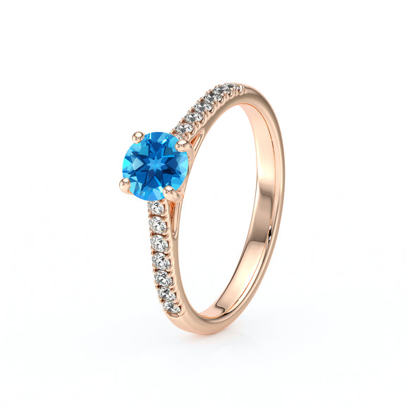 Solitaire accompagné topaze et diamant Pluie d’étoiles - 19