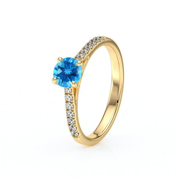 Solitaire accompagné topaze et diamant Pluie d’étoiles - 19