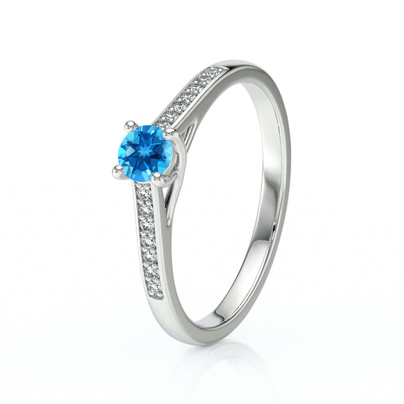 Solitaire accompagné topaze et diamant Pluie d’étoiles - 4