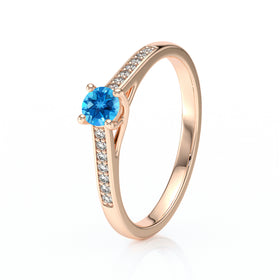 Solitaire accompagné topaze et diamant Pluie d’étoiles - 4