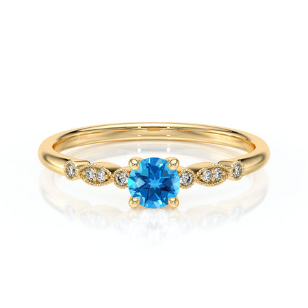 Solitaire accompagné topaze et diamant Pluie d’étoiles - 9