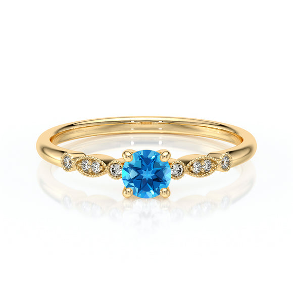 Solitaire accompagné topaze et diamant Pluie d’étoiles - 9