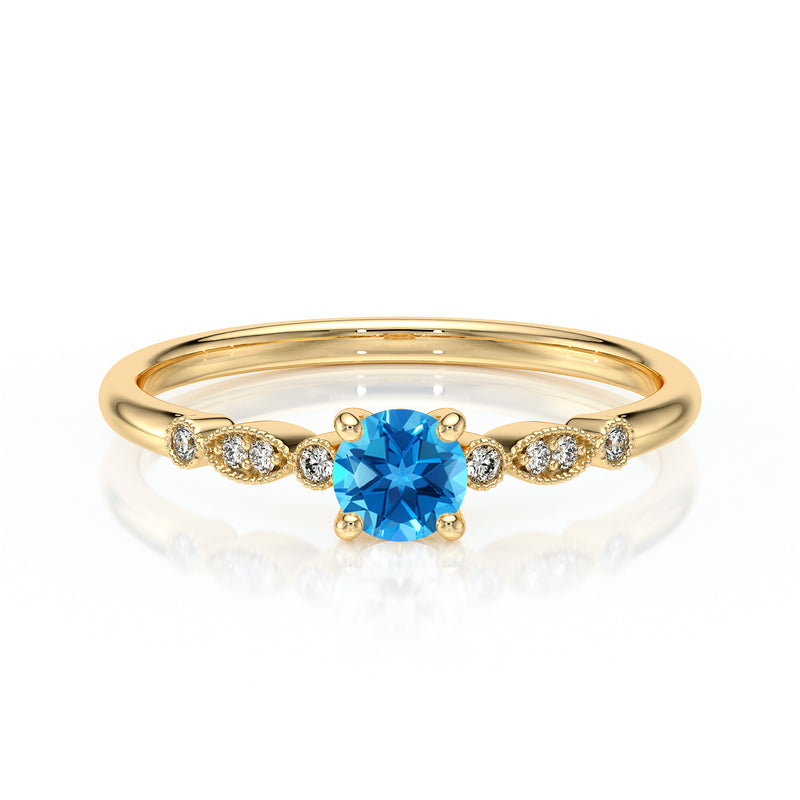 Solitaire accompagné topaze et diamant Pluie d’étoiles - 9