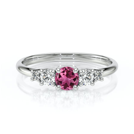 Solitaire accompagné tourmaline et diamant Coucher de Soleil - 7